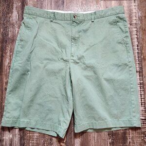 Roundtree & Yorke Men's Flat Front Relaxed Fit Chino Olive Green Shorts Sz 42